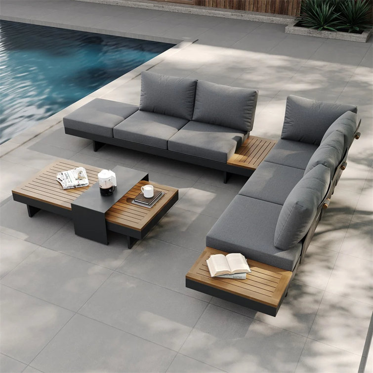 6-Person Modular Outdoor Patio Set with Teak & Aluminum